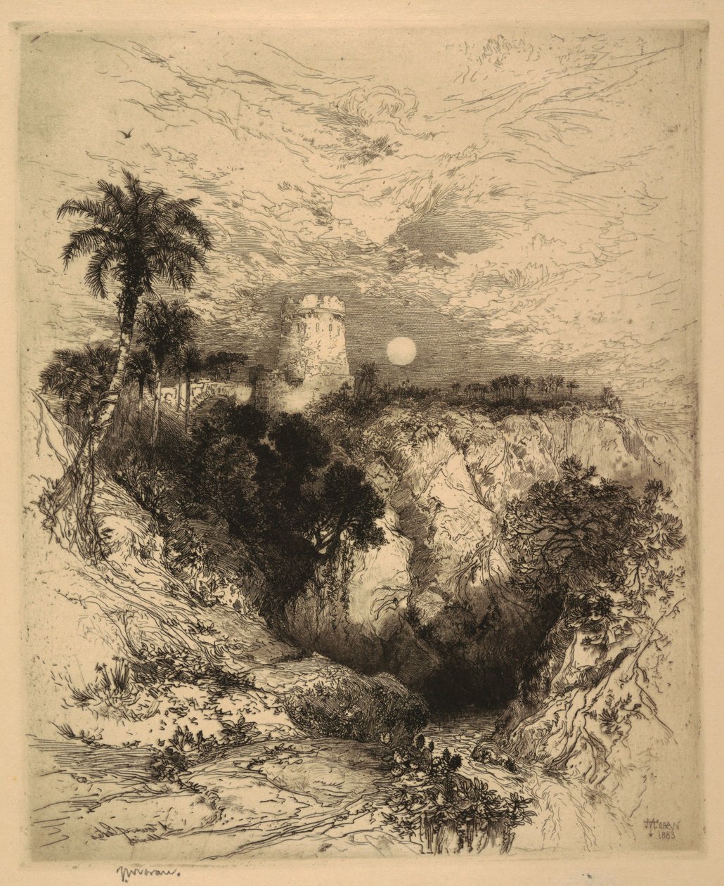 Et tårn i Cortez, Mexico af Thomas Moran