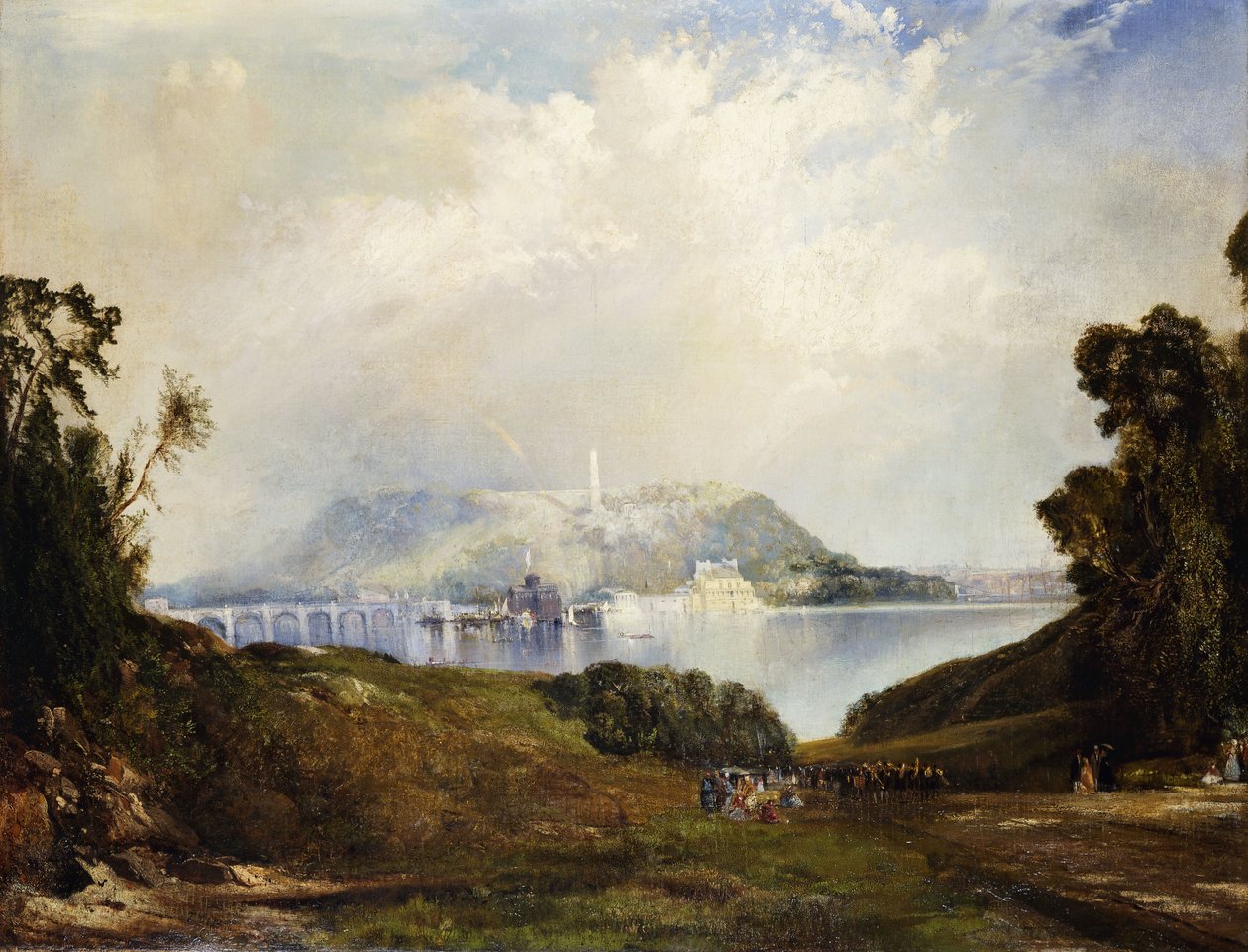 Udsigt over Fairmont Waterworks, Philadelphia, af Thomas Moran