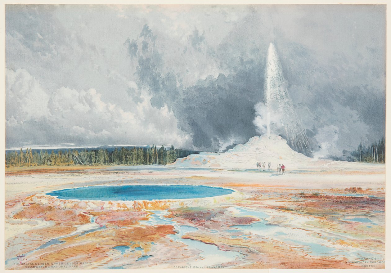 Castle-gejseren, Øvre Gejserbassin, Yellowstone Nationalpark af Thomas Moran