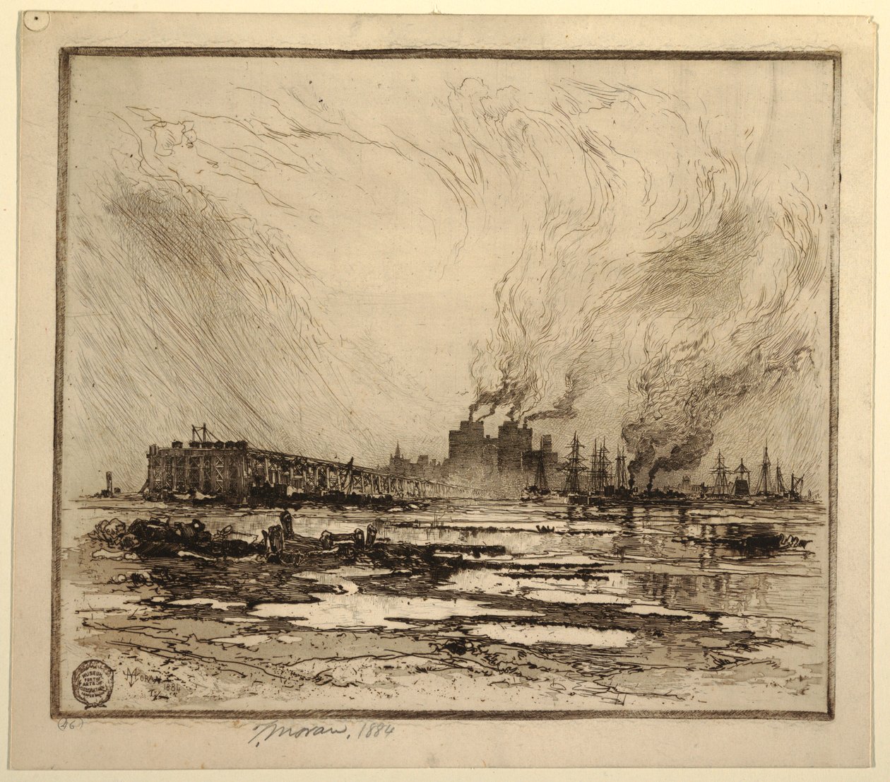 Communipaw, New Jersey af Thomas Moran