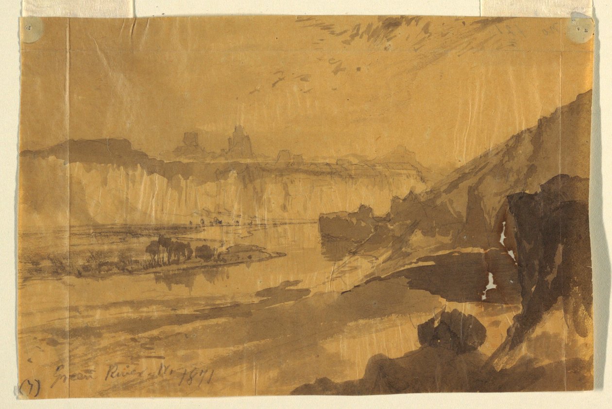 Tegning, Green River, Wyoming, 1871 af Thomas Moran
