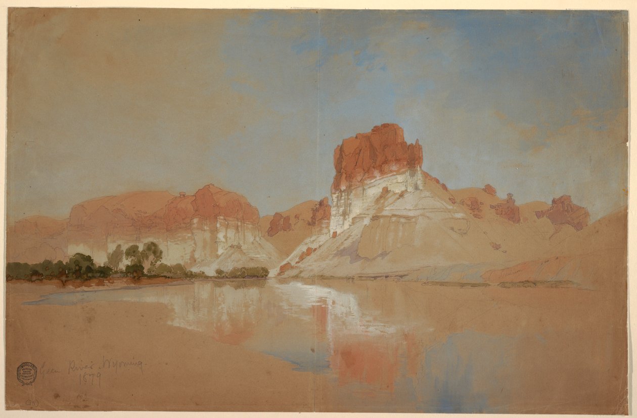 Tegning, Green River, Wyoming-territoriet, 1879 af Thomas Moran