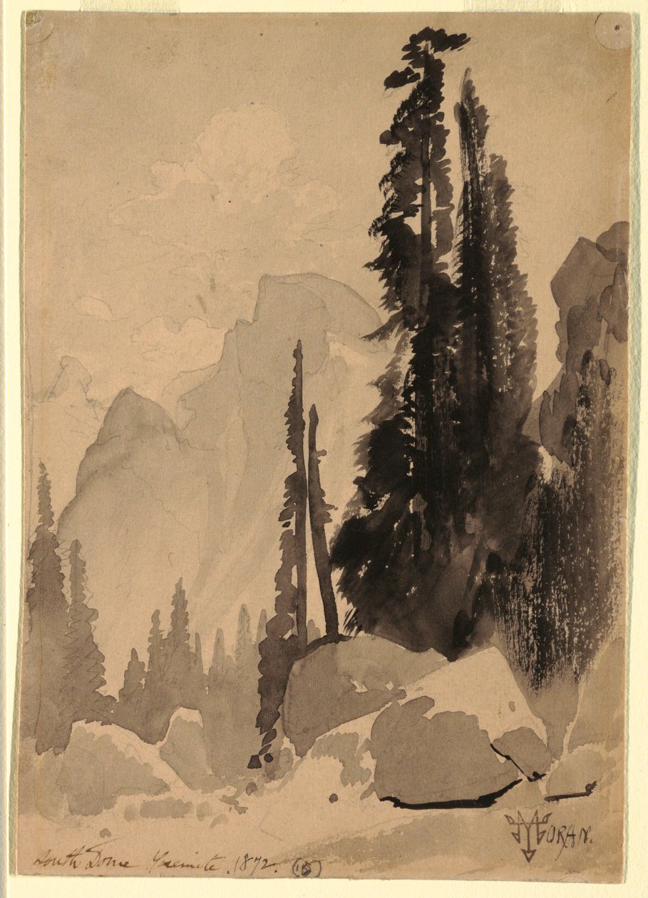 Tegning, Half Dome, Yosemite, 1872 af Thomas Moran