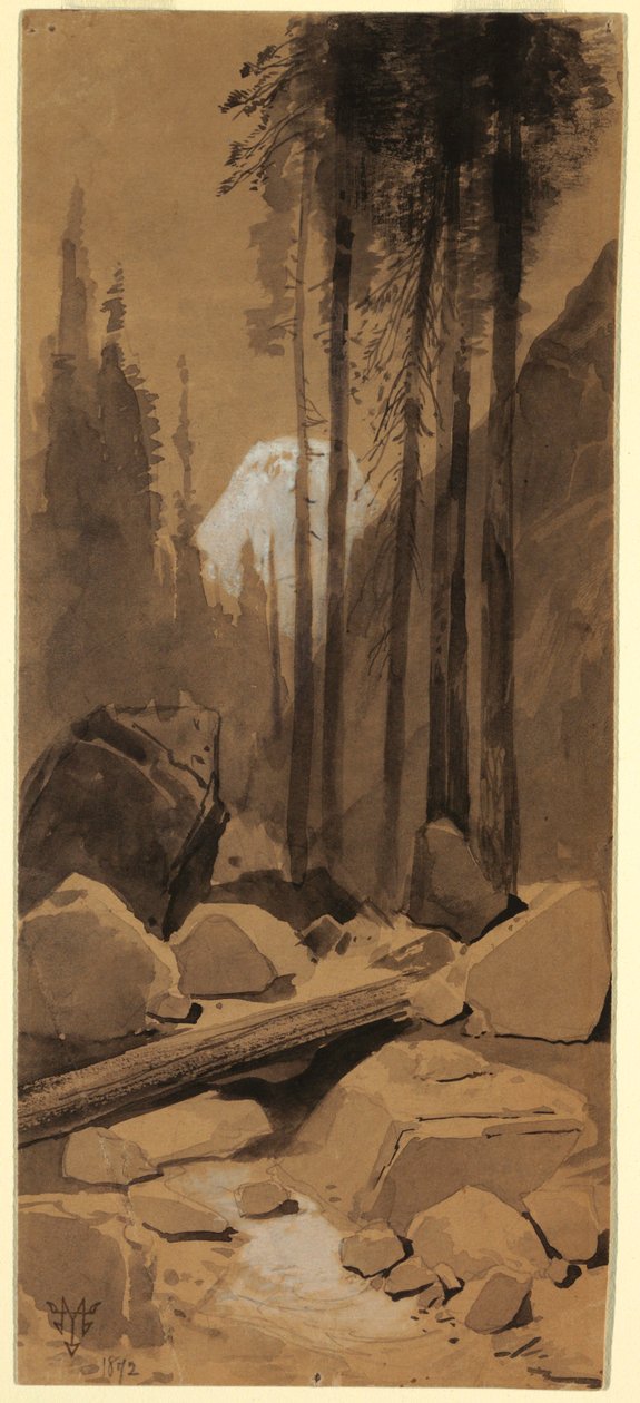 Tegning, I Yosemite-dalen, 1872 af Thomas Moran
