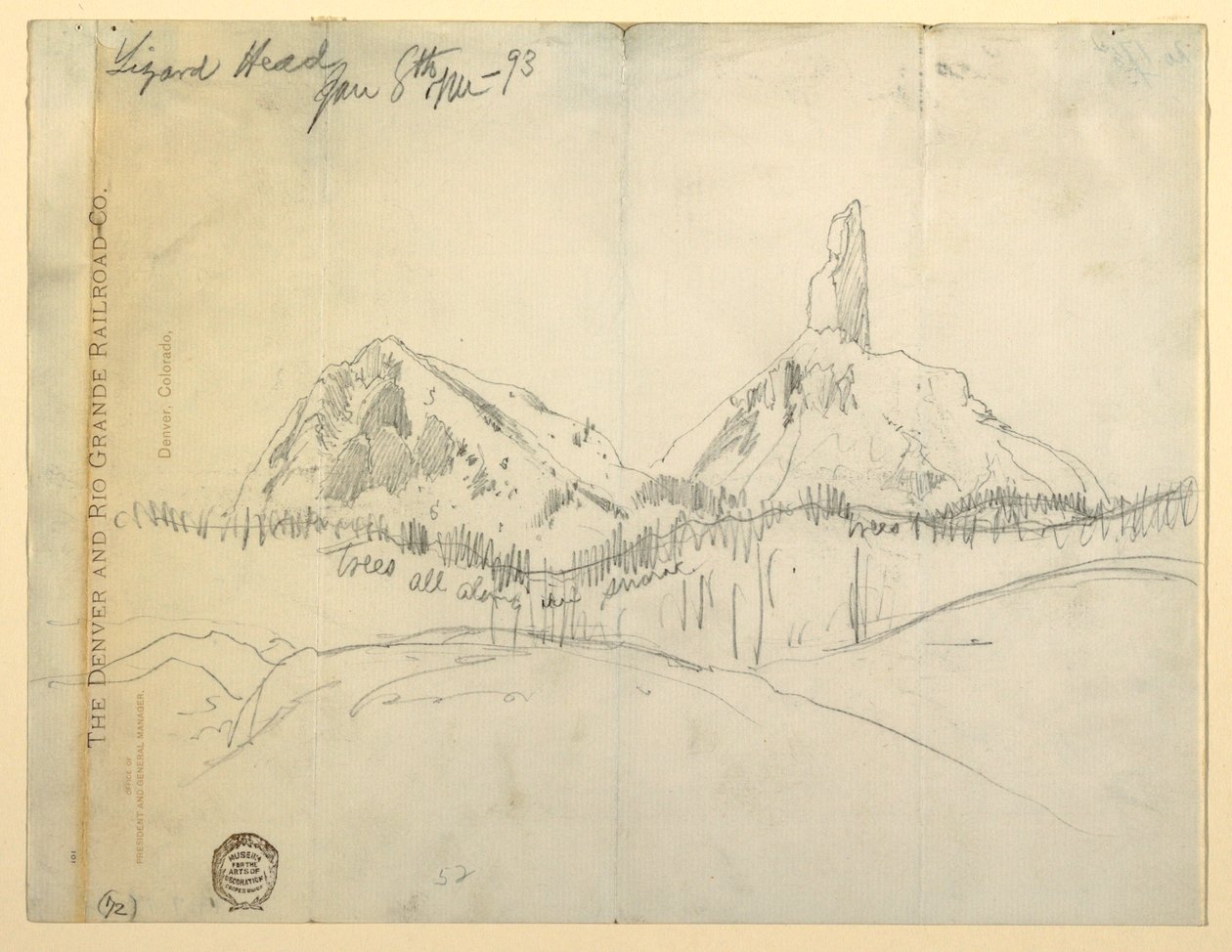 Tegning, firbenhoved, Colorado af Thomas Moran