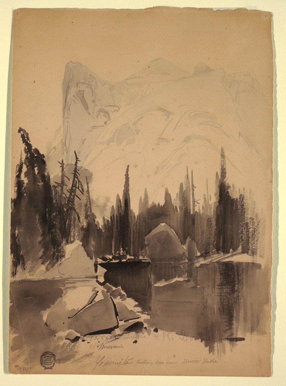 Tegning, Mirror Lake, Yosemite, 1872 af Thomas Moran