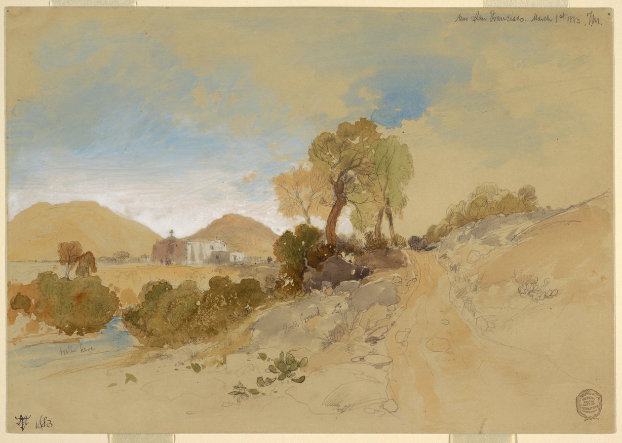 Tegning, nær San Francisco, Mexico, 1. marts 1883 af Thomas Moran