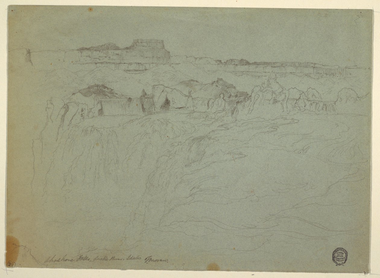 Tegning, Shoshone Falls, Snake River, Idaho, 1875 af Thomas Moran