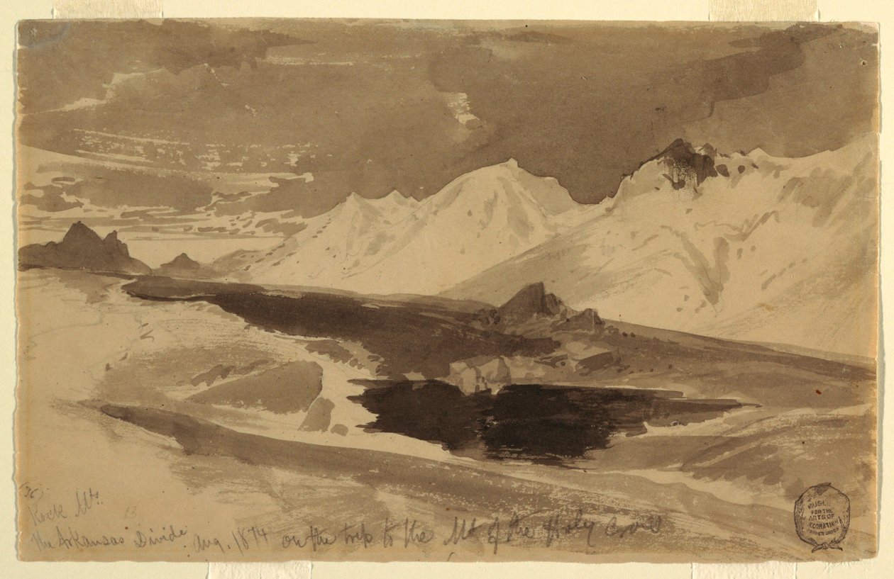 Tegning, The Arkansas Divide, august 1874 af Thomas Moran