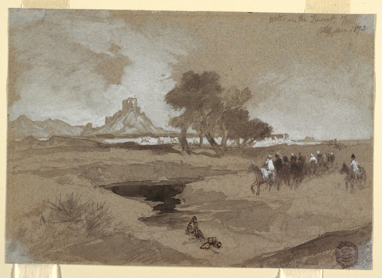 Tegning, Vandhul i ørkenen, Utah, 1873 af Thomas Moran