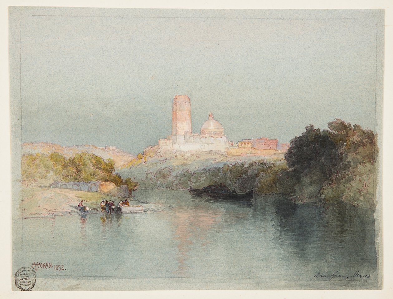 Hacienda ved Lerma-floden, San Juan, Mexico af Thomas Moran