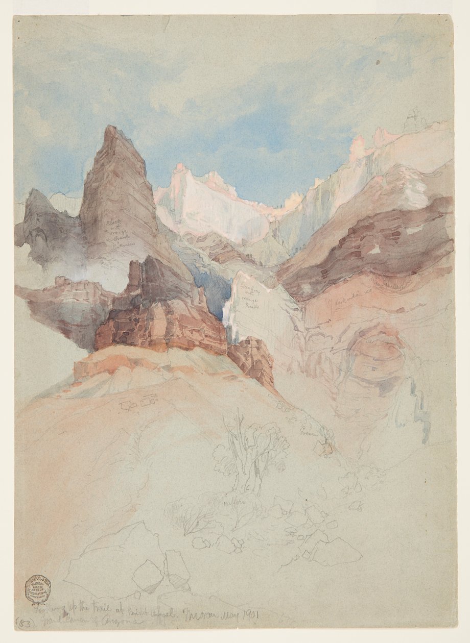 Kigger op ad stien ved Bright Angel, Grand Canyon, Arizona af Thomas Moran