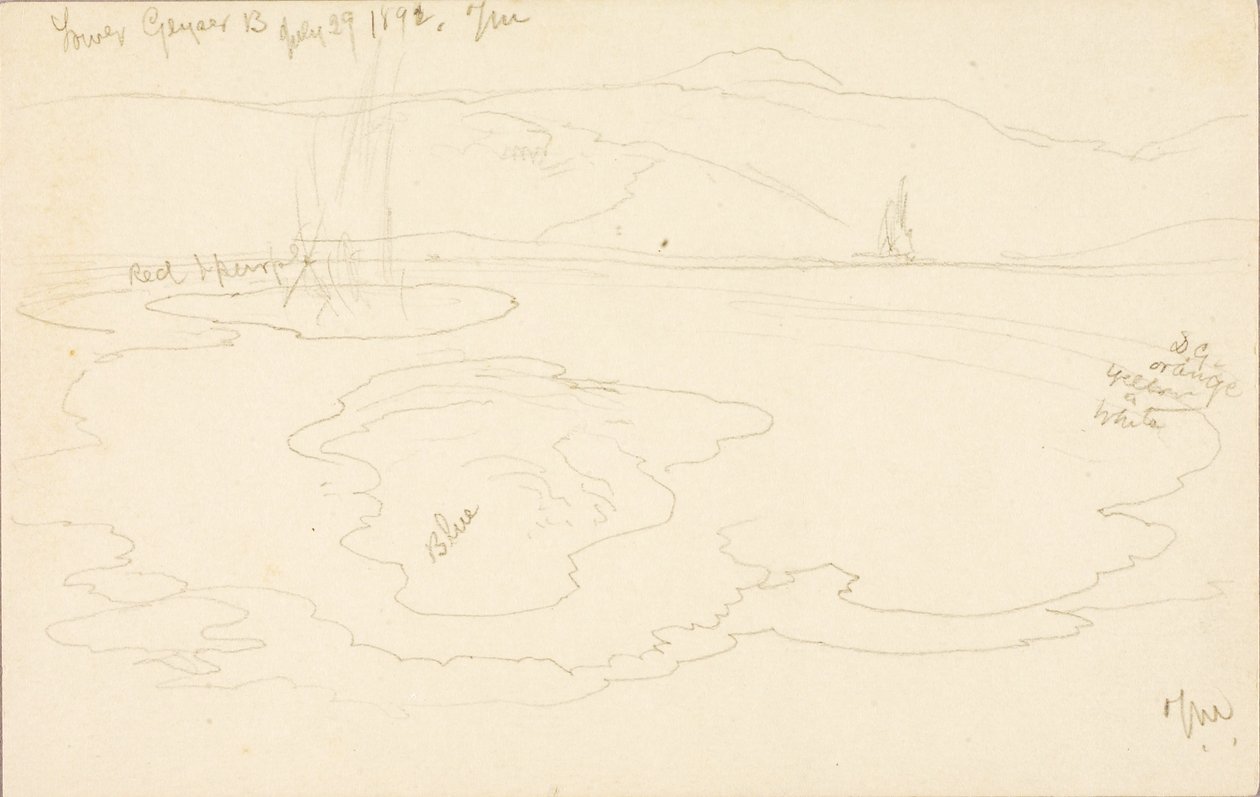 Lower Geyser Basin af Thomas Moran