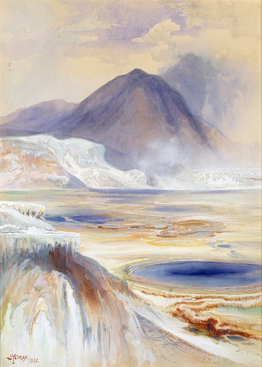 Mammoth Hot Springs, Yellowstone af Thomas Moran