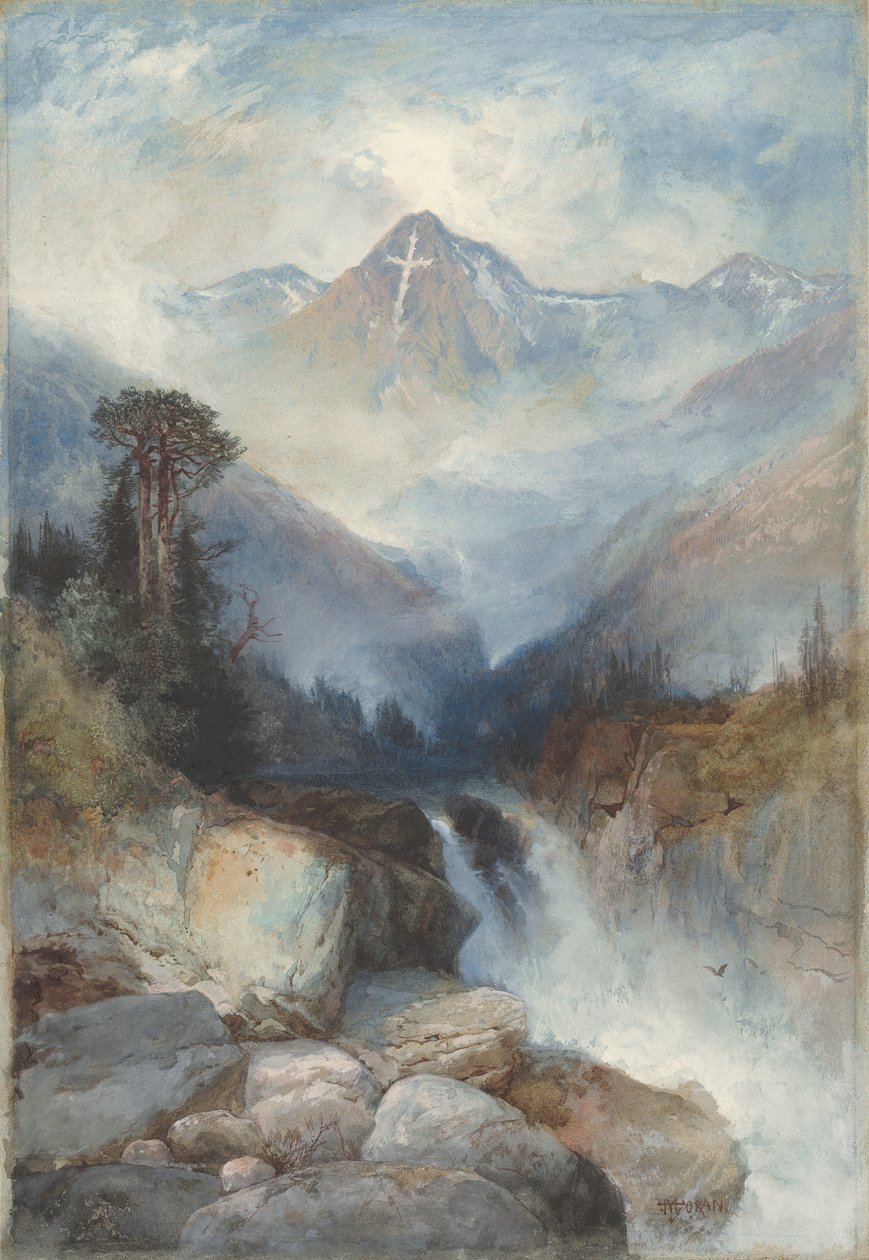 Det Hellige Kors Bjerg, 1890 (akvarel og gouache over grafit) af Thomas Moran