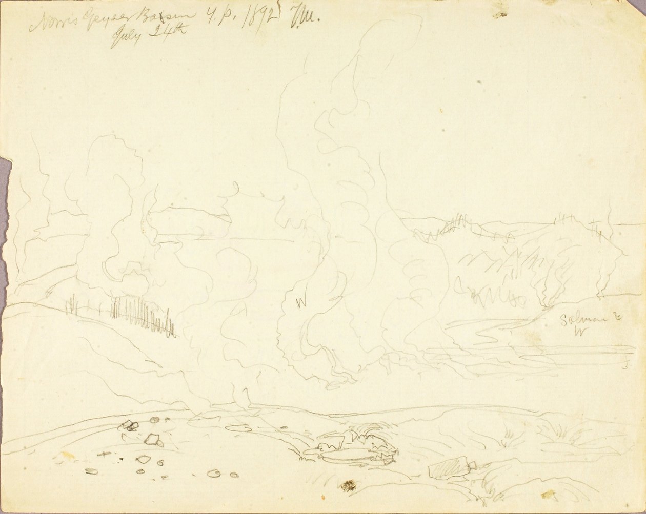 Norris Geyser Basin, Yellowstone Park af Thomas Moran