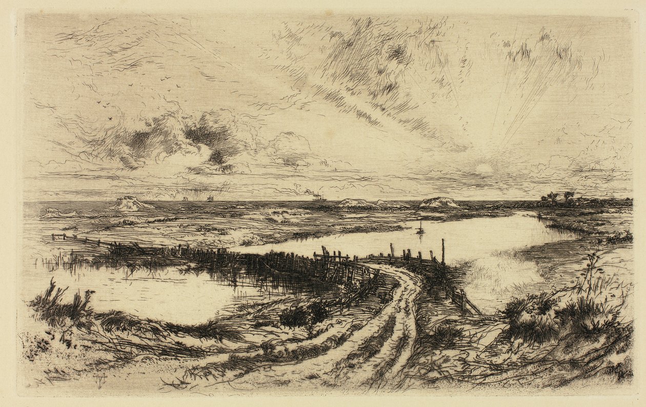 Solopgang—The Pond, East Hampton af Thomas Moran