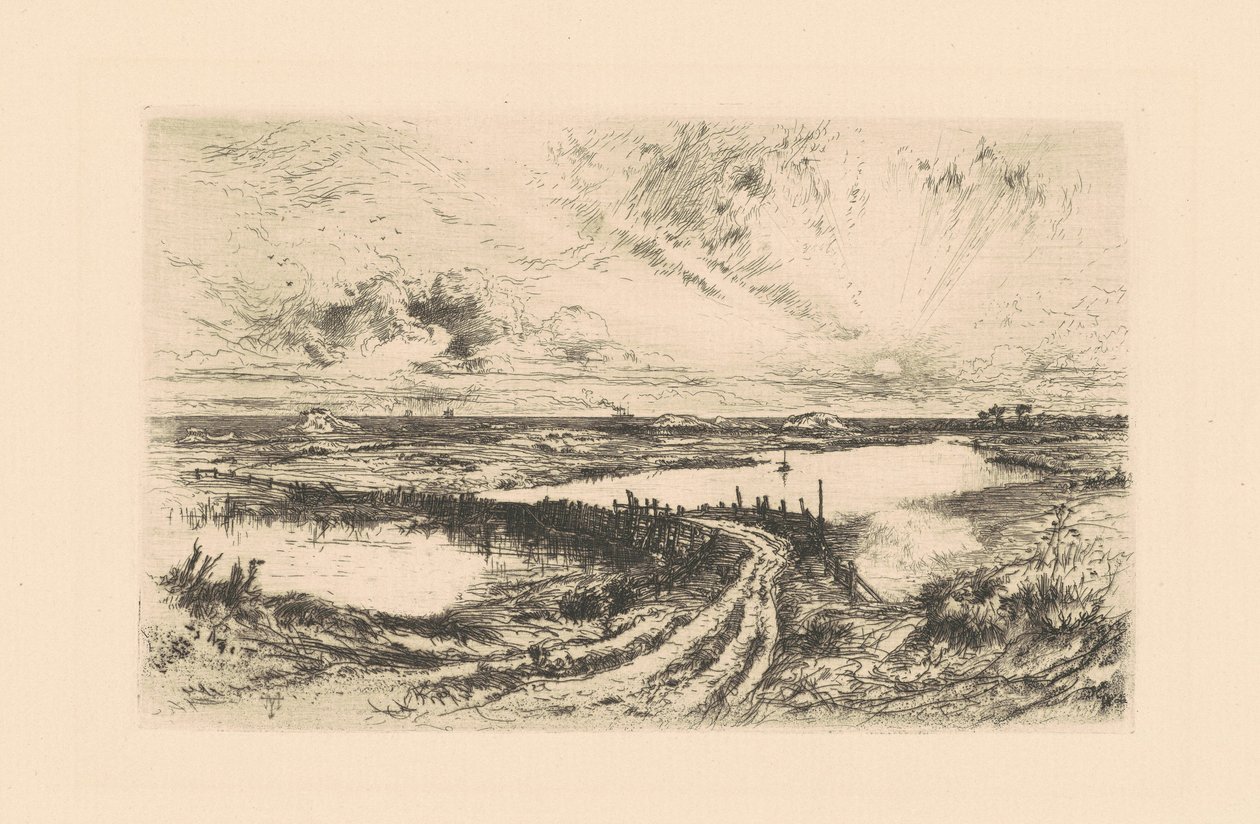 Solopgang—The Pond, Easthampton, Long Island af Thomas Moran