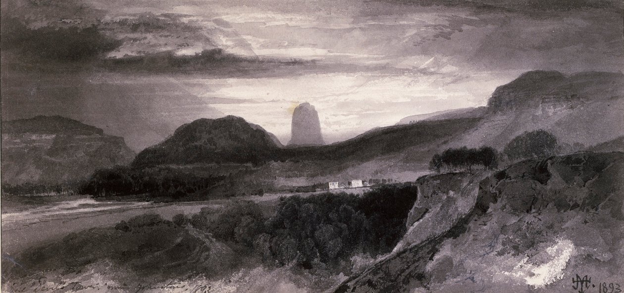 Djævletårnet fra Johnstons af Thomas Moran