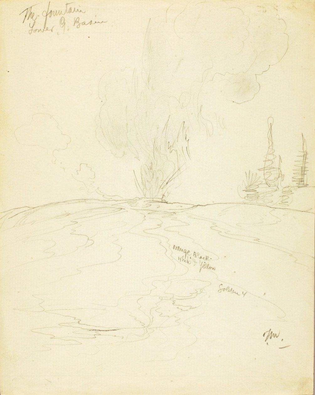 Fontænen, Lower Geyser Basin, Yellowstone af Thomas Moran
