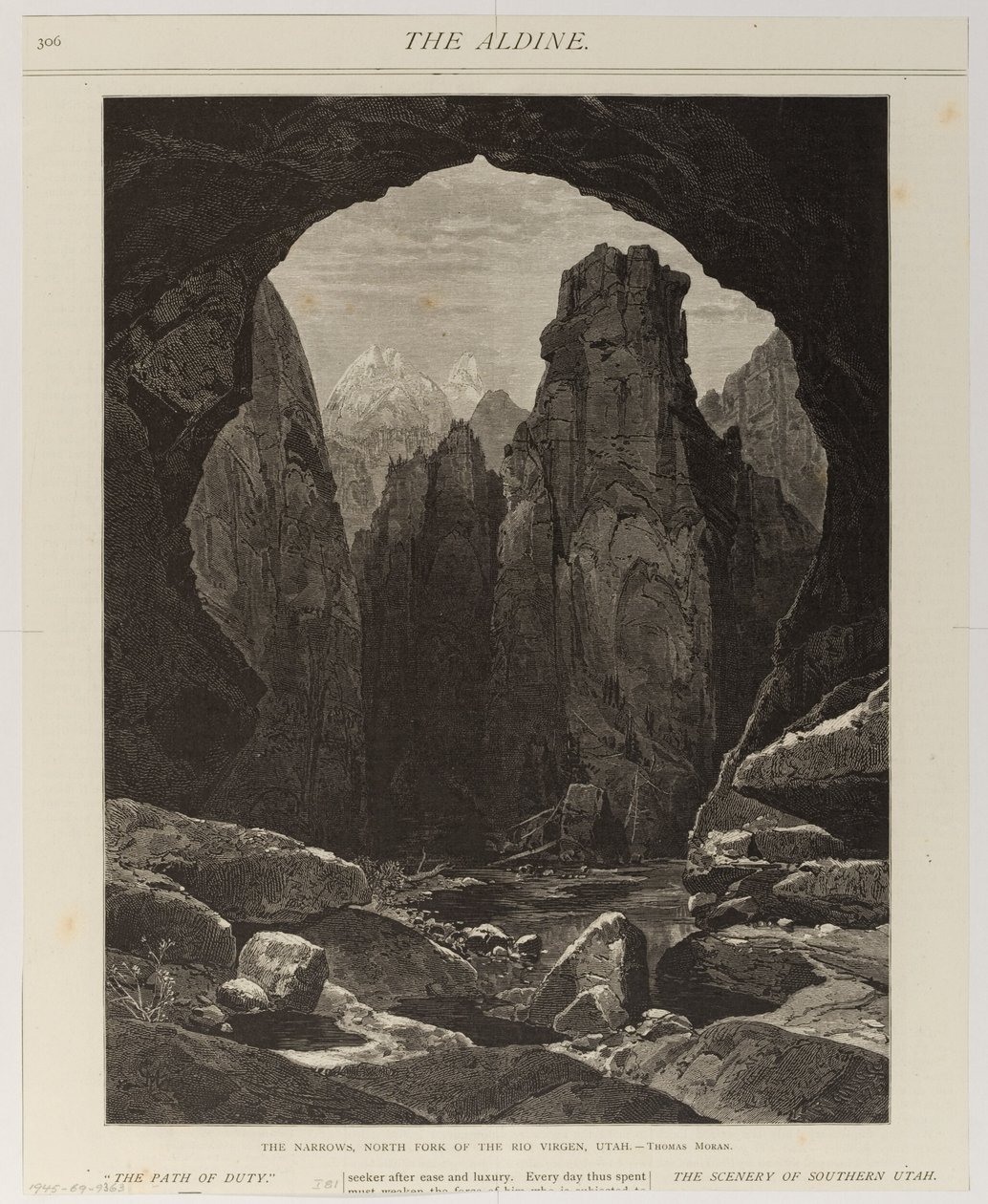 Det smalle stræde, Rio Virgens nordlige gren, Utah af Thomas Moran