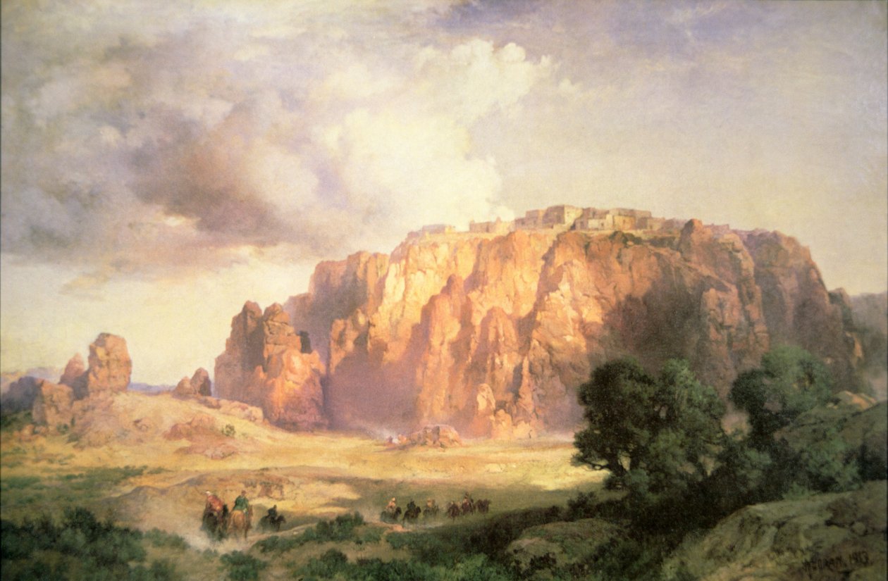 The Pueblo of Acoma, New Mexico (olie på lærred) af Thomas Moran