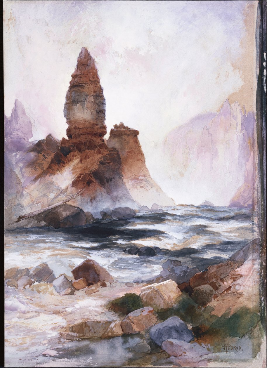 Tower Falls og Sulphur Rock, Yellowstone af Thomas Moran