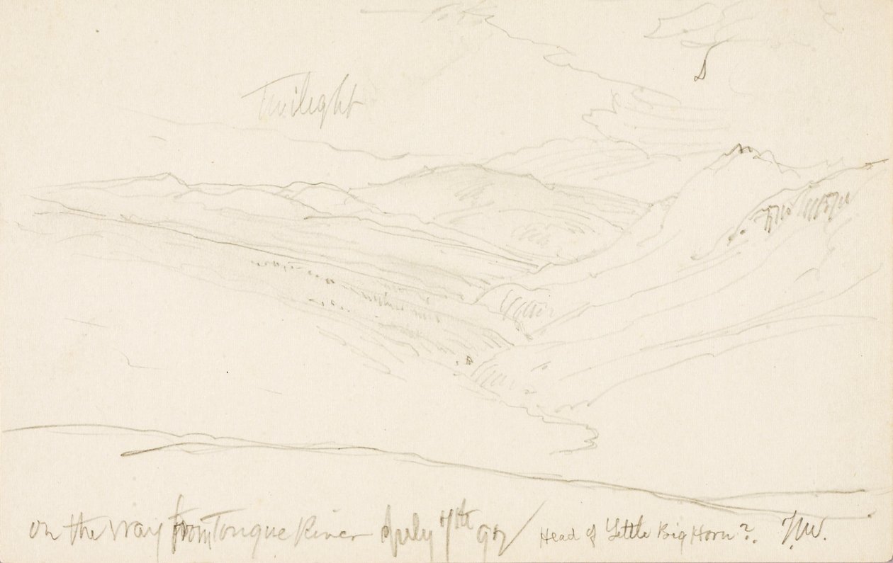 Skumring på vej fra Tongue River (hovedet af Little Big Horn) af Thomas Moran