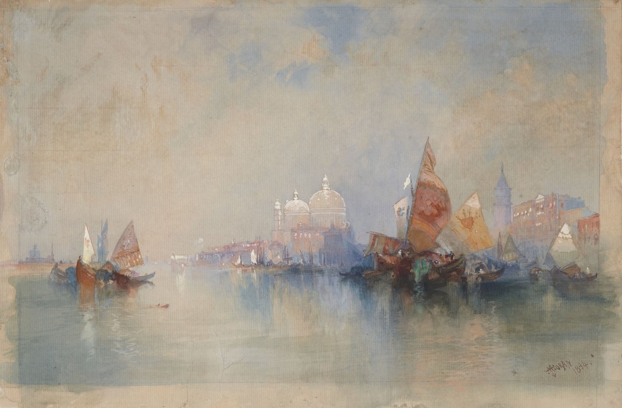 Venedig: Lagunen med udsigt mod Santa Maria della Salute af Thomas Moran
