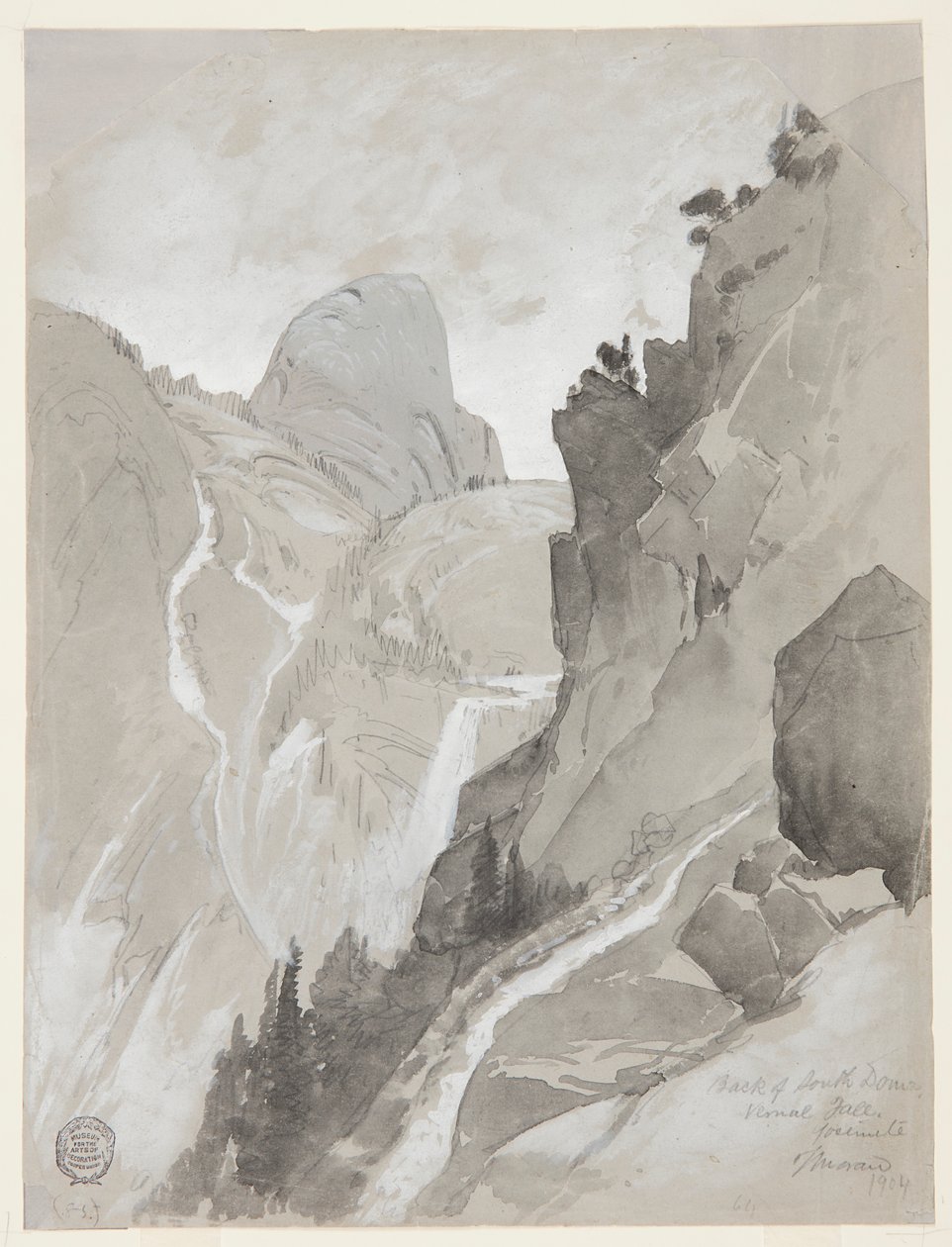 Vernal Falls, Yosemite af Thomas Moran