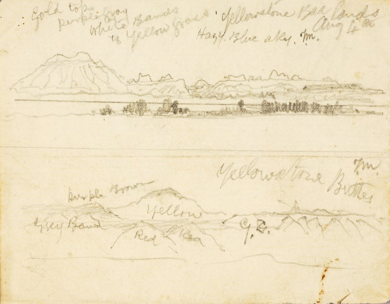 Yellowstone Bad Lands (og) Yellowstone Buttes af Thomas Moran