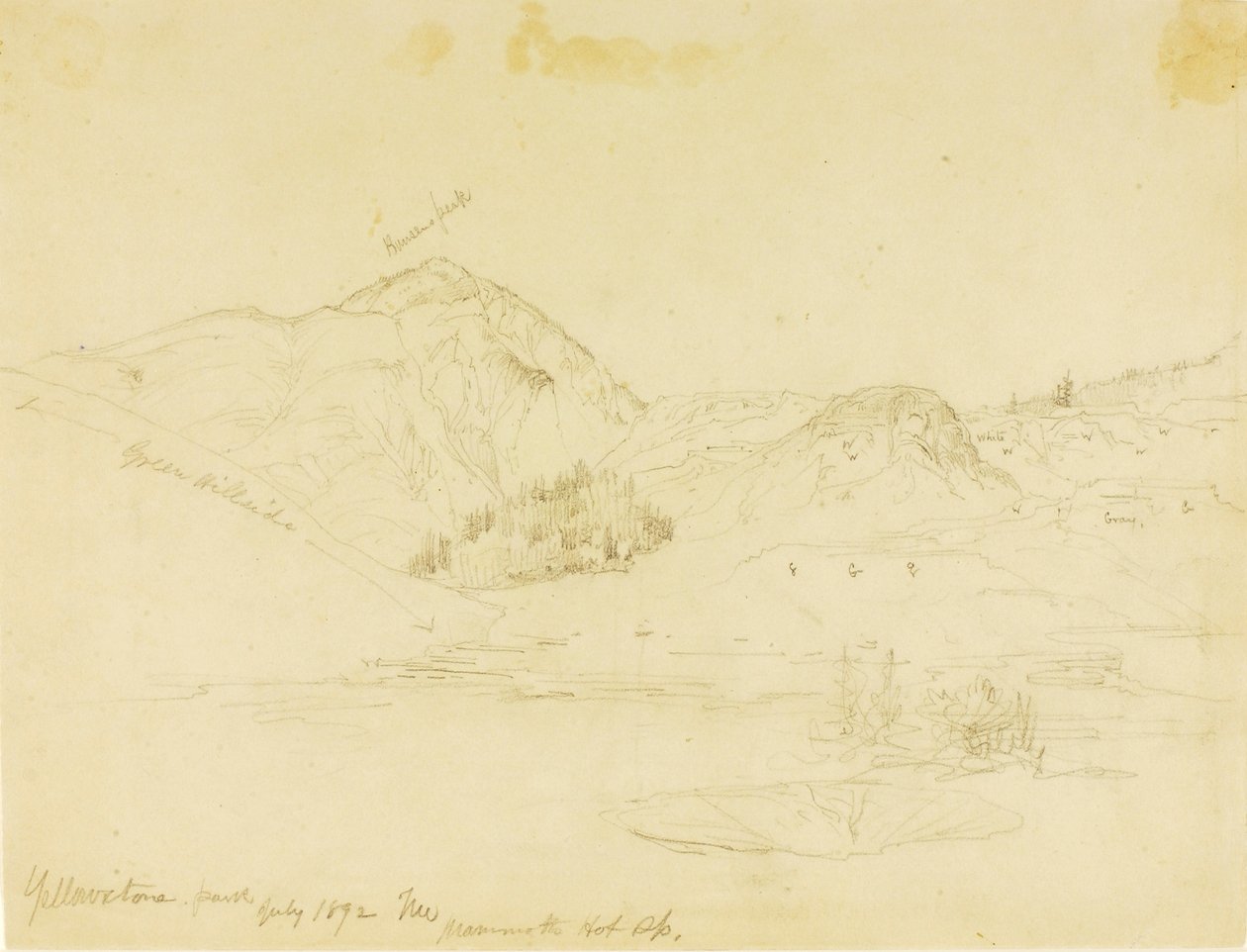 Yellowstone Park, Mammoth Hot Springs af Thomas Moran