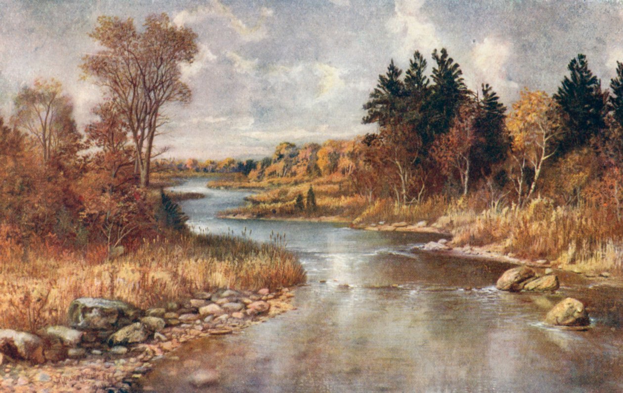 I elglandet, nær Lake Superior (farvelitografi) af Thomas Mower Martin