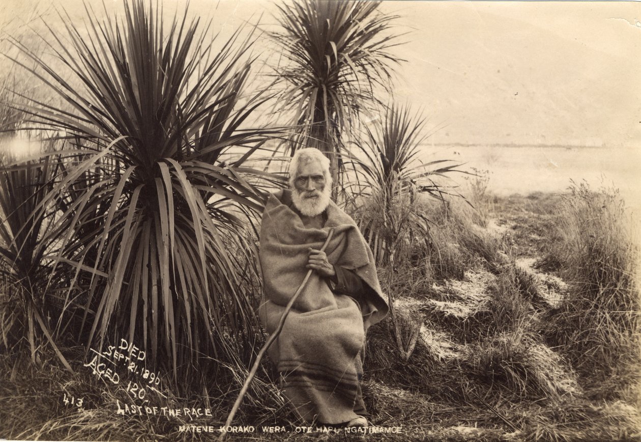 Den sidste i løbet, Matene Korako Wera. Ote Hapu Ngatimamoe, ca. 1895 (albumenprint) af Thomas Muir