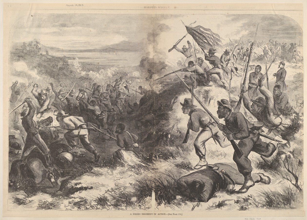 Et sort regiment i aktion fra Harpers Weekly, 14. marts 1863. af Thomas Nast
