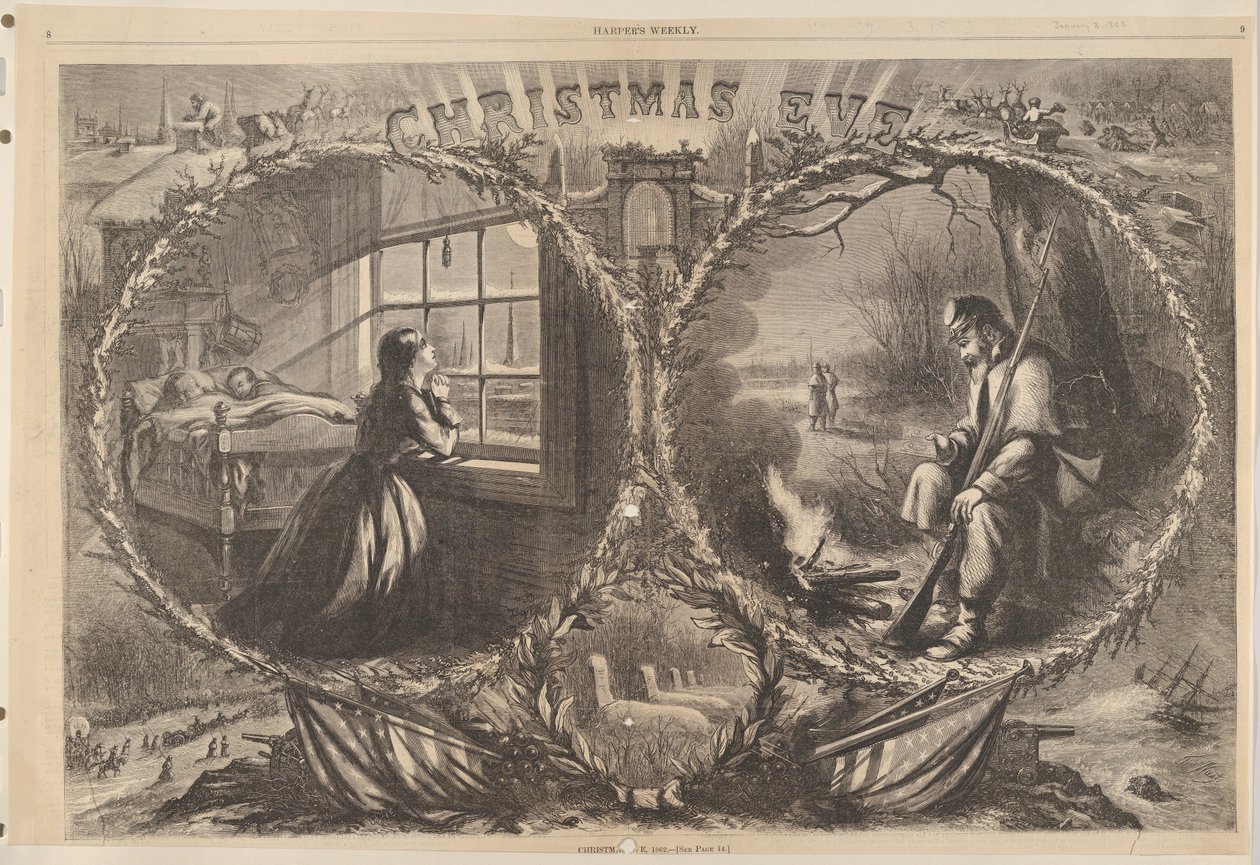 Juleaften, 1862 fra Harpers Weekly, 3. januar 1863. af Thomas Nast