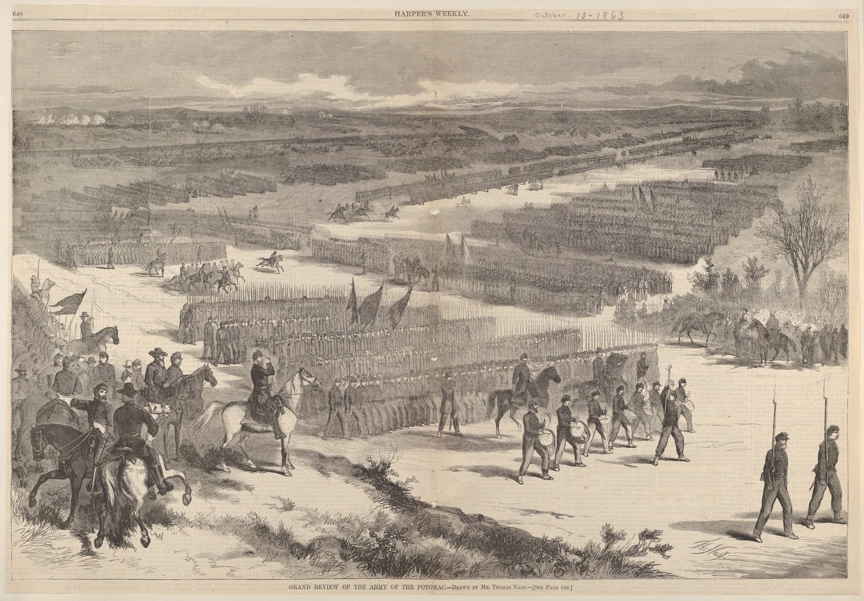 Grand Review of the Army of the Potomac - Tegnet af Mr. Thomas Nast fra Harpe..., 10. oktober 1863. af Thomas Nast