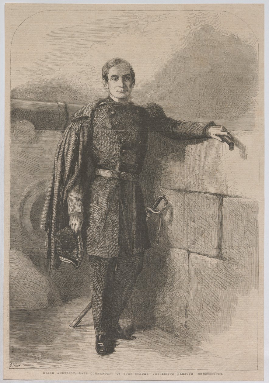 Major Anderson, tidligere kommandant for Fort Sumter i Charleston Havn af Thomas Nast