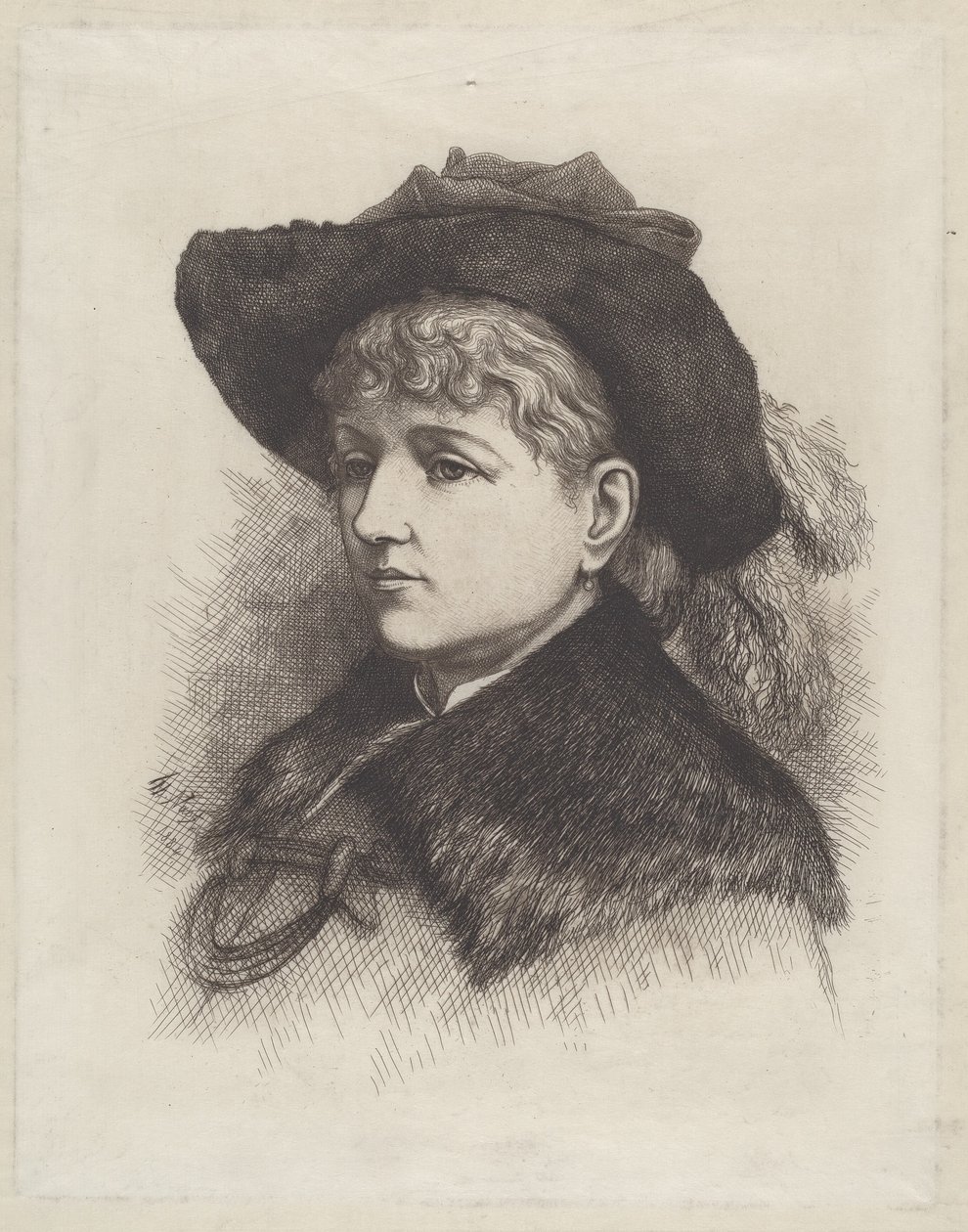 Portræt af kunstnerens kone, Sarah Edwards Nast af Thomas Nast