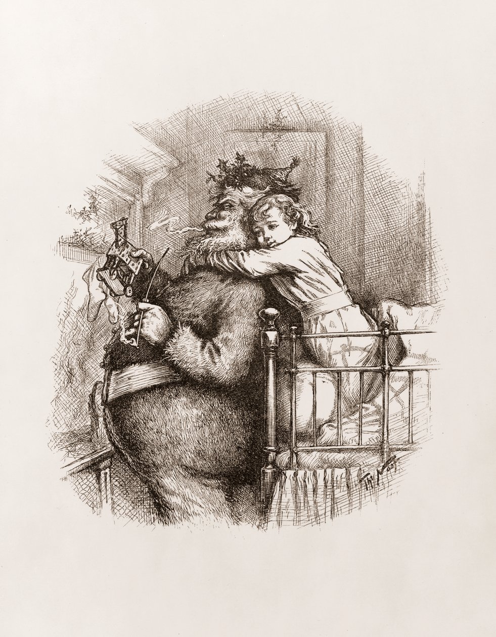 Julemanden af Thomas Nast, ca. 1892 (s/h gravering) af Thomas Nast