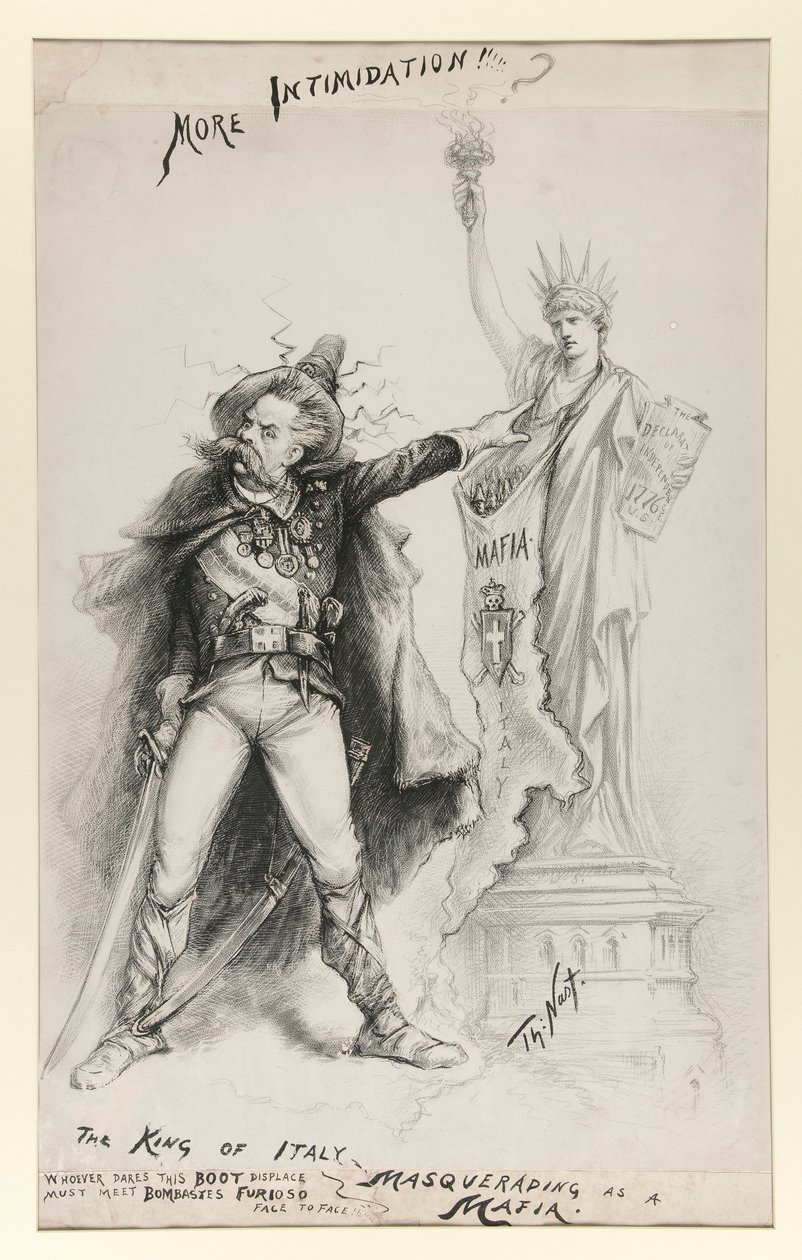 Kongen af Italien maskerer sig som en mafia af Thomas Nast