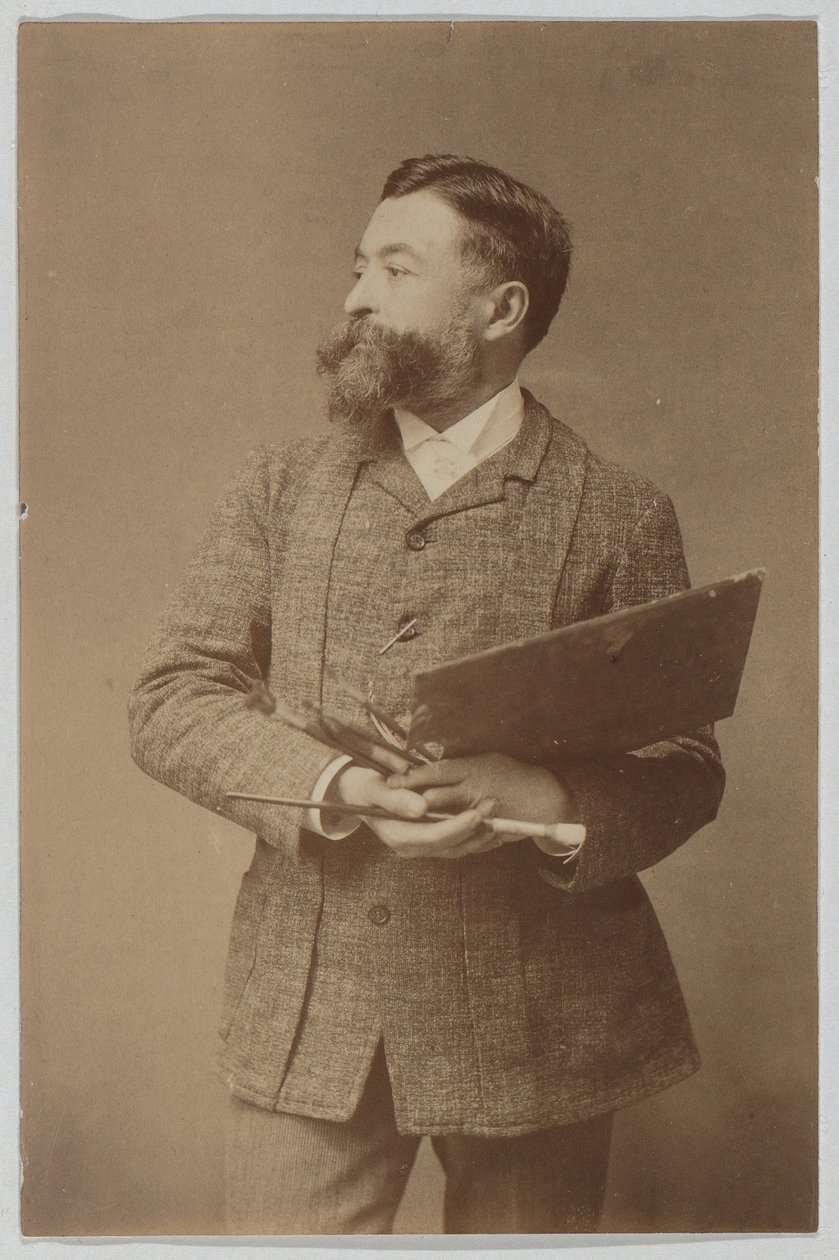 Trekvartportræt af Thomas Nast med palet og pensel af Thomas Nast