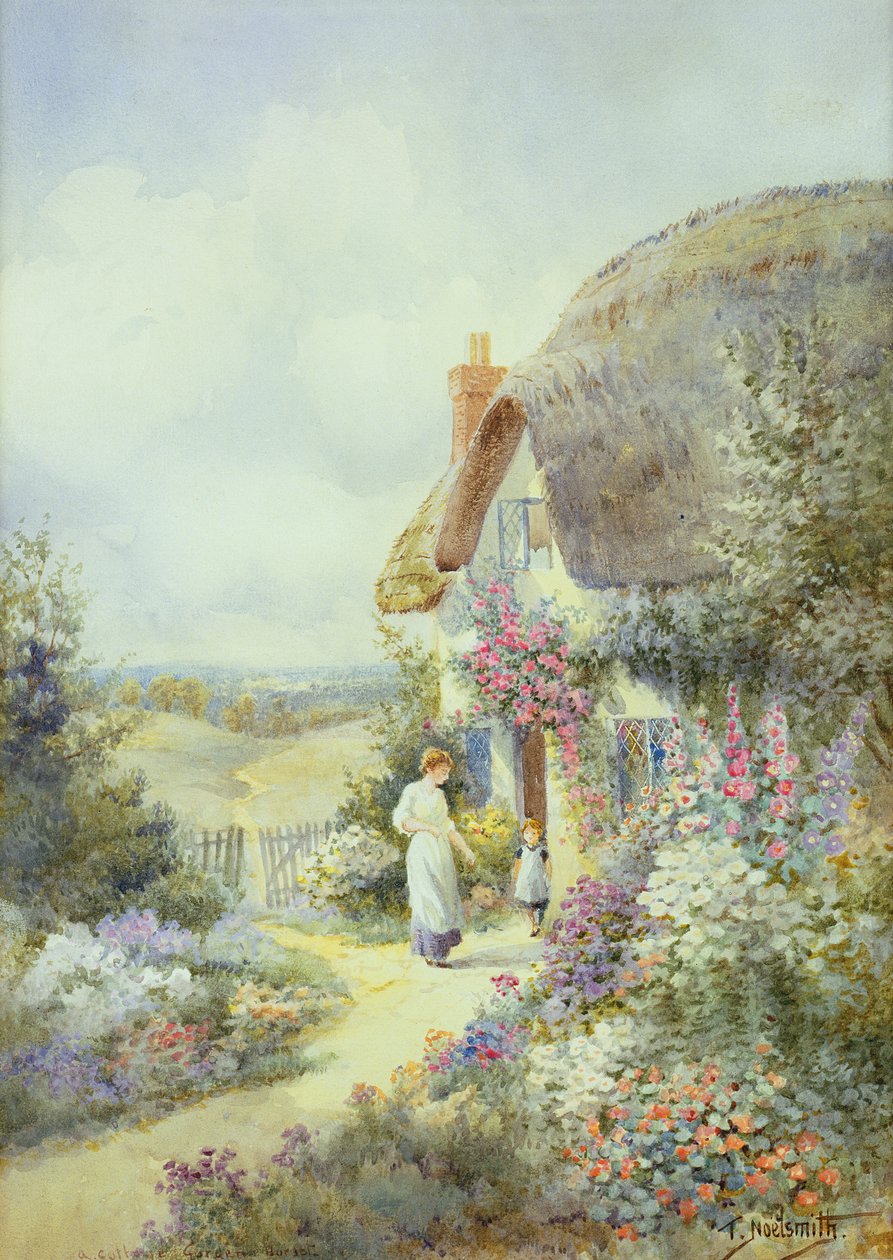 A Cottage Garden, Dorset (akvarel på papir) af Thomas Noelsmith