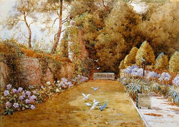 The Court Garden, Hinton (akvarel på papir) af Thomas Noelsmith