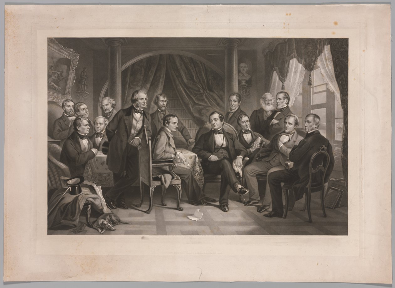 Washington Irving og hans litterære venner i Sunnyside, 1864. af Thomas Oldham Barlow