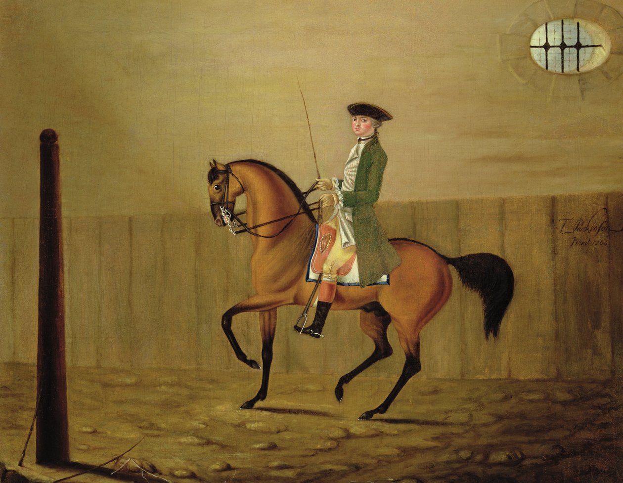 Gentleman på en Bay Horse i en rideskole af Thomas Parkinson