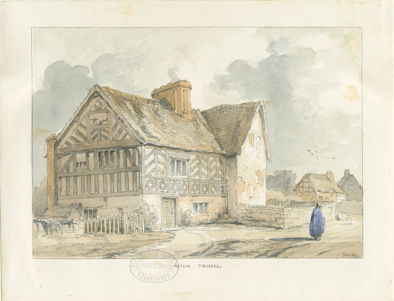 Acton Trussell Old House: akvarelmaleri af Thomas Peploe Wood