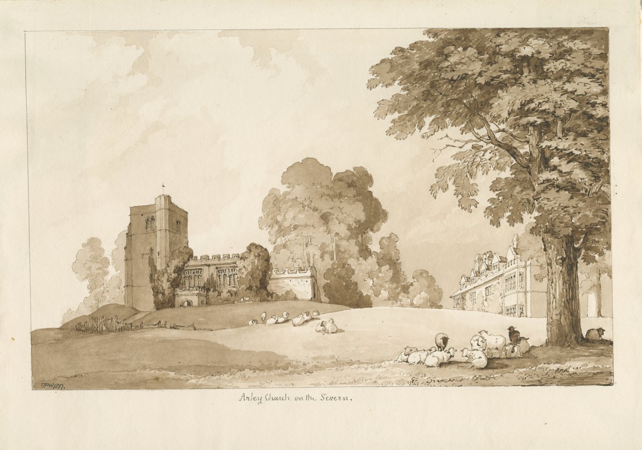 Arley Church: sepia drawing, 1837dani af Thomas Peploe Wood