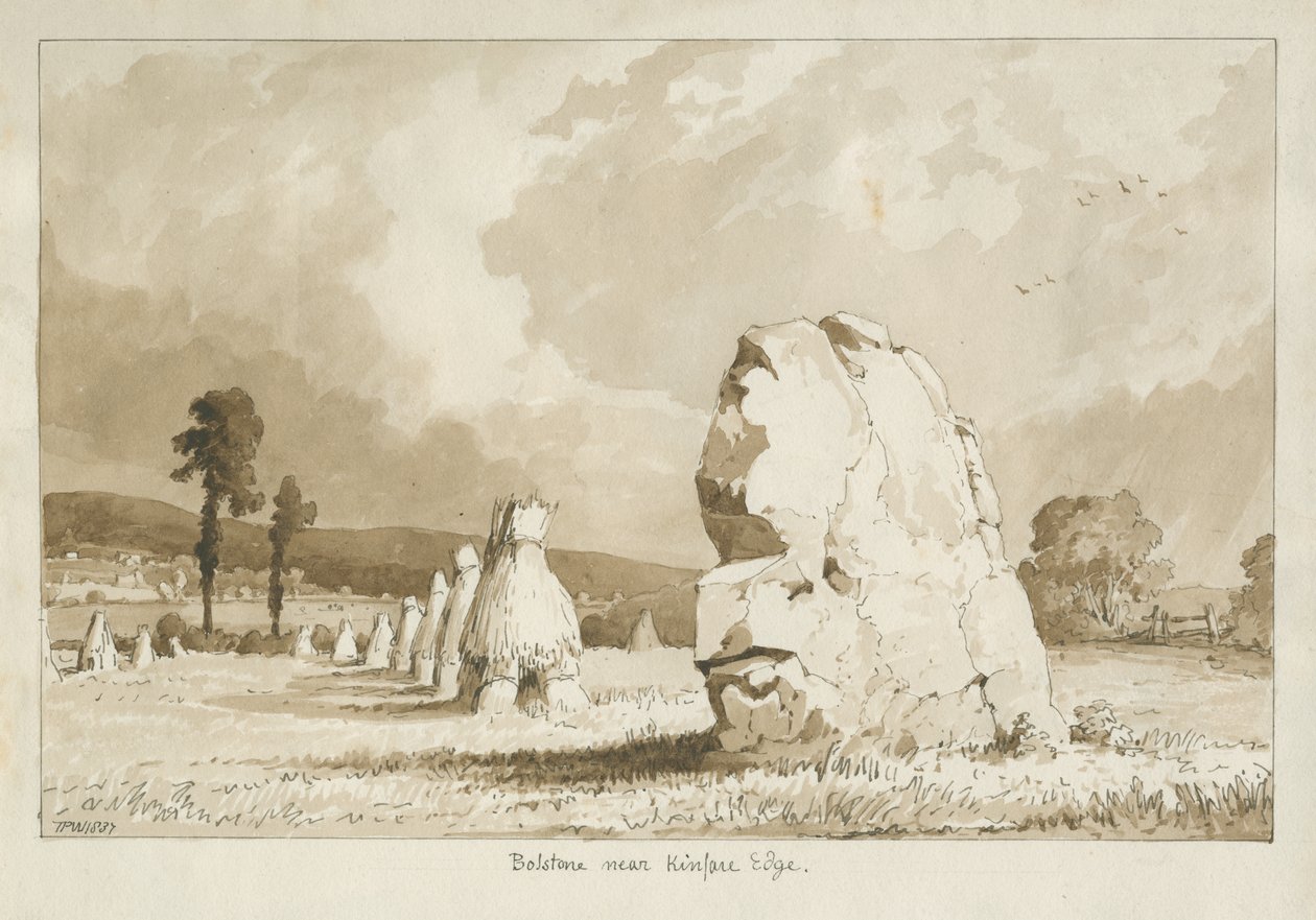 Bolstone, nær Kinver Edge: sepia tegning af Thomas Peploe Wood