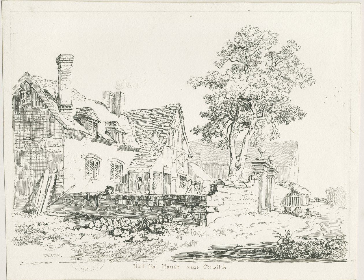 Colwich - Hall Flat House: pen- og blæktegning af Thomas Peploe Wood